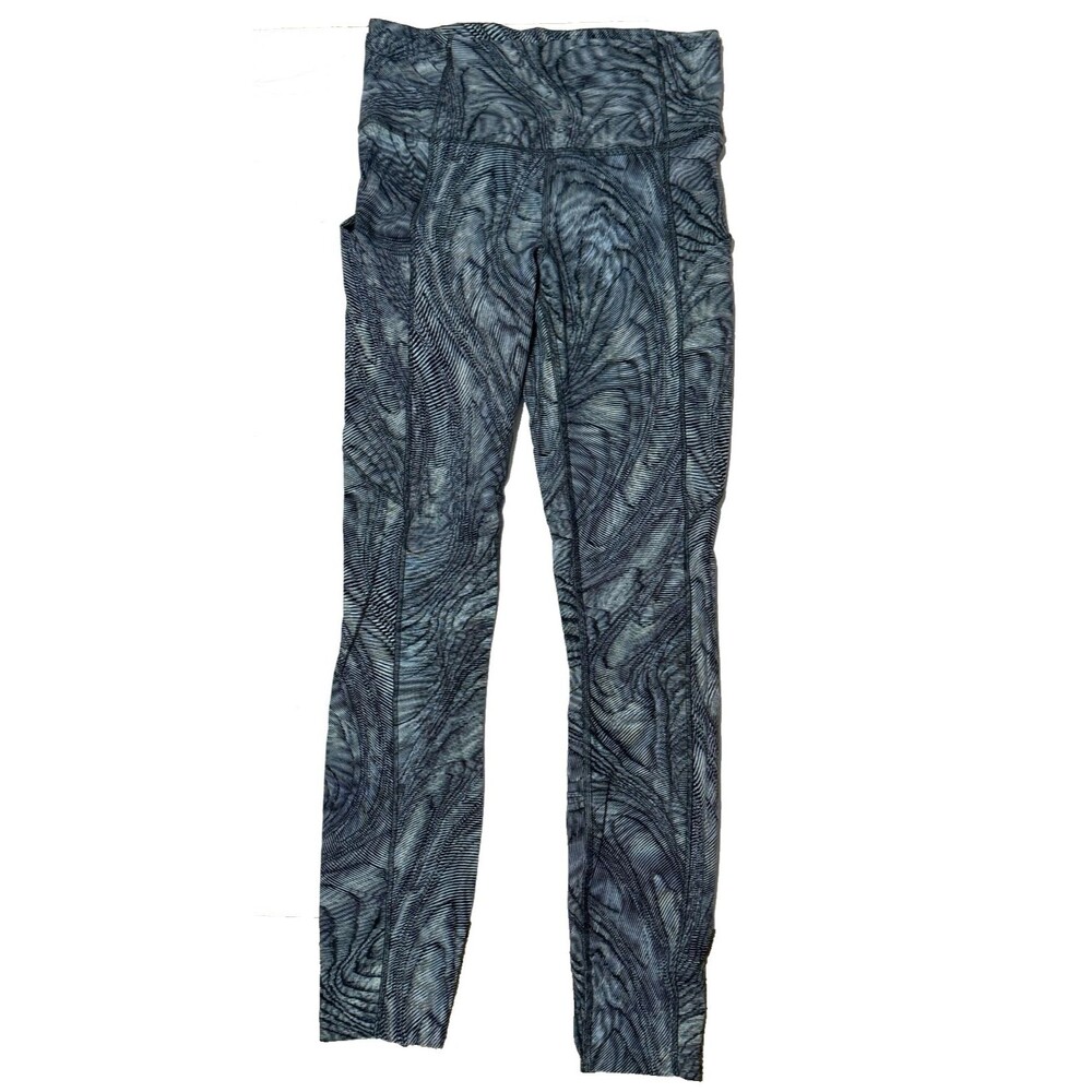 Lululemon Fast & Free High Rise Tight Cropped Wicking Dimensional Icing Blue 4